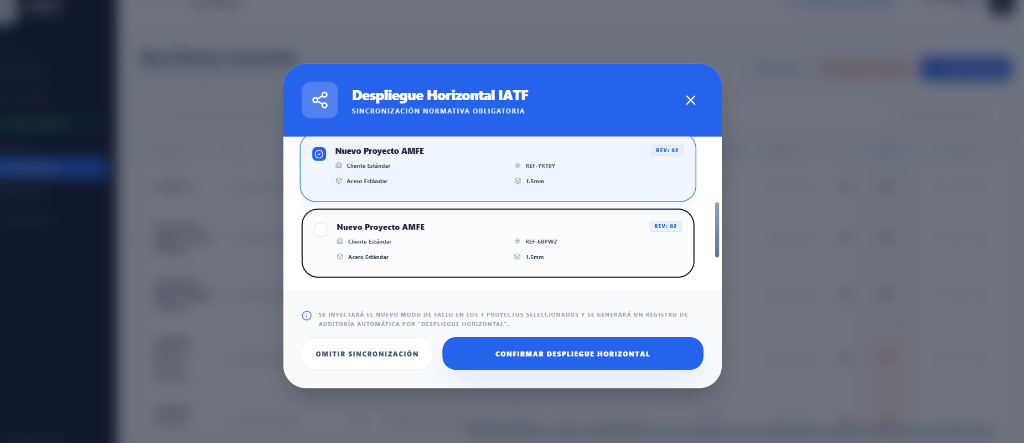 Panel de trazabilidad AMFE para cumplimiento normativo IATF 16949